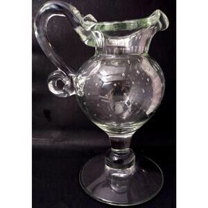 Hand Blown Bullicante Art Glass Pitcher Artist Signed L.M.